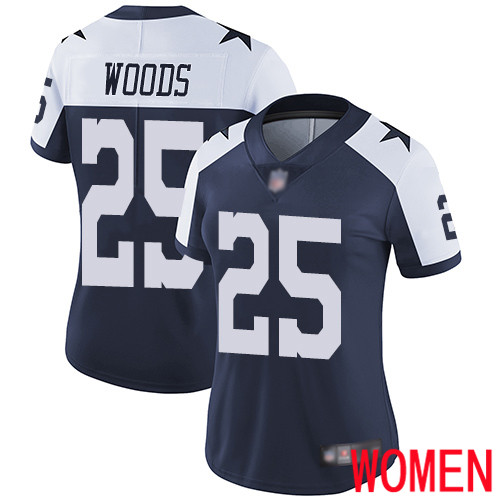 Women Dallas Cowboys Limited Navy Blue Xavier Woods Alternate #25 Vapor Untouchable Throwback NFL Jersey->women nfl jersey->Women Jersey